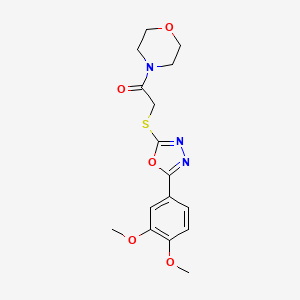 molecular formula C16H19N3O5S B2942879 4-({[5-(3,4-Dimethoxyphenyl)-1,3,4-oxadiazol-2-yl]thio}acetyl)morpholine CAS No. 850937-26-7