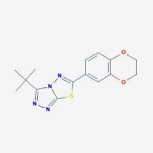 molecular formula C15H16N4O2S B294289 3-Tert-butyl-6-(2,3-dihydro-1,4-benzodioxin-6-yl)[1,2,4]triazolo[3,4-b][1,3,4]thiadiazole 