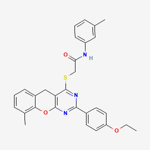 2-((2-(4-ethoxyphenyl)-9-methyl-5H-chromeno[2,3-d]pyrimidin-4-yl)thio)-N-(m-tolyl)acetamide