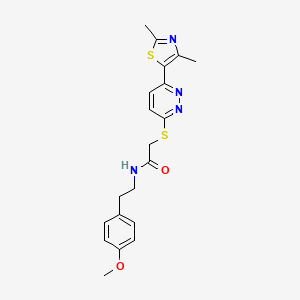molecular formula C20H22N4O2S2 B2942896 2-((6-(2,4-dimethylthiazol-5-yl)pyridazin-3-yl)thio)-N-(4-methoxyphenethyl)acetamide CAS No. 894010-26-5