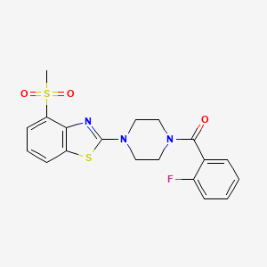 molecular formula C19H18FN3O3S2 B2942901 (2-氟苯基)(4-(4-(甲磺酰基)苯并[d]噻唑-2-基)哌嗪-1-基)甲苯酮 CAS No. 941918-67-8