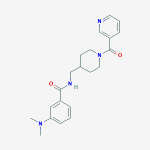 molecular formula C21H26N4O2 B2942904 3-(dimethylamino)-N-((1-nicotinoylpiperidin-4-yl)methyl)benzamide CAS No. 1396867-18-7