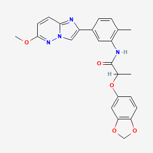 molecular formula C24H22N4O5 B2942910 2-(苯并[d][1,3]二氧杂环-5-氧基)-N-(5-(6-甲氧基咪唑并[1,2-b]哒嗪-2-基)-2-甲基苯基)丙酰胺 CAS No. 1060311-89-8
