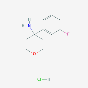 molecular formula C11H15ClFNO B2942912 4-(3-氟苯基)恶烷-4-胺盐酸盐 CAS No. 1245643-55-3