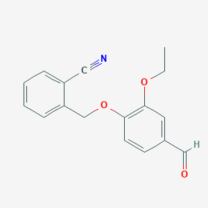 molecular formula C17H15NO3 B2942918 2-[(2-Ethoxy-4-formylphenoxy)methyl]benzonitrile CAS No. 443123-51-1