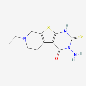 molecular formula C11H14N4OS2 B2942921 3-amino-7-ethyl-2-thioxo-2,3,5,6,7,8-hexahydropyrido[4',3':4,5]thieno[2,3-d]pyrimidin-4(1H)-one CAS No. 1779133-16-2