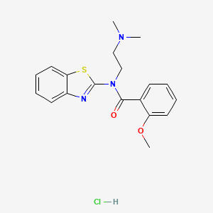 molecular formula C19H22ClN3O2S B2942927 N-(benzo[d]thiazol-2-yl)-N-(2-(dimethylamino)ethyl)-2-methoxybenzamide hydrochloride CAS No. 1215625-14-1