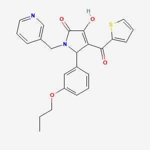 molecular formula C24H22N2O4S B2942928 3-hydroxy-5-(3-propoxyphenyl)-1-(pyridin-3-ylmethyl)-4-(thiophene-2-carbonyl)-1H-pyrrol-2(5H)-one CAS No. 620151-30-6