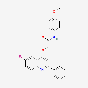 molecular formula C24H19FN2O3 B2942929 2-[(6-fluoro-2-phenylquinolin-4-yl)oxy]-N-(4-methoxyphenyl)acetamide CAS No. 1114649-28-3