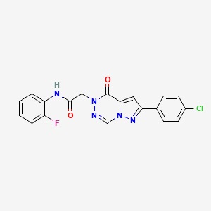 molecular formula C19H13ClFN5O2 B2942936 2-(8-(4-chlorophenyl)-(oxo)pyrazolo[1,5-d][1,2,4]triazin-1-yl)-N-(2-fluorophenyl)acetamide CAS No. 1020969-16-7
