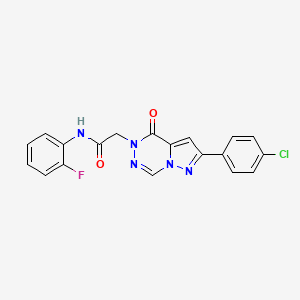 2-(8-(4-chlorophenyl)-(oxo)pyrazolo[1,5-d][1,2,4]triazin-1-yl)-N-(2-fluorophenyl)acetamide