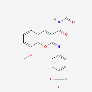 (2Z)-N-acetyl-8-methoxy-2-{[4-(trifluoromethyl)phenyl]imino}-2H-chromene-3-carboxamide