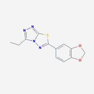 molecular formula C12H10N4O2S B294297 6-(1,3-Benzodioxol-5-yl)-3-ethyl[1,2,4]triazolo[3,4-b][1,3,4]thiadiazole 