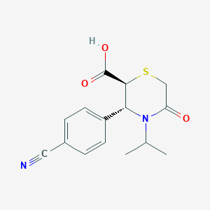 molecular formula C15H16N2O3S B2942975 (2S,3R)-3-(4-Cyanophenyl)-4-isopropyl-5-oxothiomorpholine-2-carboxylic acid CAS No. 2198400-00-7