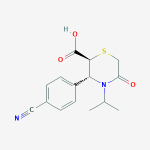 molecular formula C15H16N2O3S B2942975 (2S,3R)-3-(4-cyanophenyl)-5-oxo-4-(propan-2-yl)thiomorpholine-2-carboxylic acid CAS No. 2198400-00-7