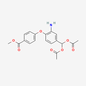 molecular formula C19H19NO7 B2942978 4-{2-氨基-4-[双(乙酰氧基)甲基]苯氧基}苯甲酸甲酯 CAS No. 451485-65-7