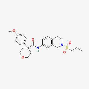 molecular formula C25H32N2O5S B2942981 4-(4-methoxyphenyl)-N-(2-(propylsulfonyl)-1,2,3,4-tetrahydroisoquinolin-7-yl)tetrahydro-2H-pyran-4-carboxamide CAS No. 1324547-24-1