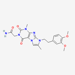 molecular formula C21H24N6O5 B2942993 2-(8-(3,4-二甲氧基苯乙基)-1,7-二甲基-2,4-二氧代-1H-咪唑并[2,1-f]嘌呤-3(2H,4H,8H)-基)乙酰胺 CAS No. 896304-48-6