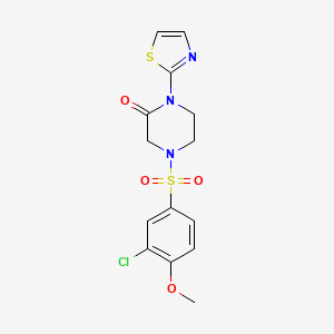 molecular formula C14H14ClN3O4S2 B2943004 4-((3-Chloro-4-methoxyphenyl)sulfonyl)-1-(thiazol-2-yl)piperazin-2-one CAS No. 2319638-61-2