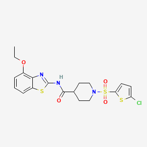 molecular formula C19H20ClN3O4S3 B2943007 1-((5-chlorothiophen-2-yl)sulfonyl)-N-(4-ethoxybenzo[d]thiazol-2-yl)piperidine-4-carboxamide CAS No. 941896-59-9