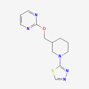 molecular formula C12H15N5OS B2943011 2-[3-(Pyrimidin-2-yloxymethyl)piperidin-1-yl]-1,3,4-thiadiazole CAS No. 2380059-60-7
