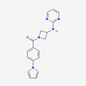 molecular formula C18H17N5O B2943014 (4-(1H-pyrrol-1-yl)phenyl)(3-(pyrimidin-2-ylamino)azetidin-1-yl)methanone CAS No. 2034302-97-9