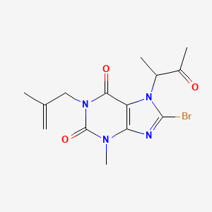 molecular formula C14H17BrN4O3 B2943018 8-溴-3-甲基-1-(2-甲基烯丙基)-7-(3-氧代丁-2-基)-1H-嘌呤-2,6(3H,7H)-二酮 CAS No. 946225-74-7