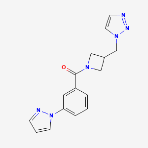 molecular formula C16H16N6O B2943019 (3-Pyrazol-1-ylphenyl)-[3-(triazol-1-ylmethyl)azetidin-1-yl]methanone CAS No. 2309308-97-0