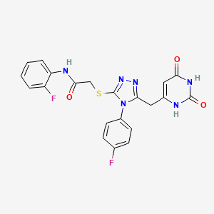 2-[[5-[(2,4-dioxo-1H-pyrimidin-6-yl)methyl]-4-(4-fluorophenyl)-1,2,4-triazol-3-yl]sulfanyl]-N-(2-fluorophenyl)acetamide