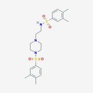 molecular formula C22H31N3O4S2 B2943095 N-{2-[4-(3,4-二甲苯磺酰基)哌嗪-1-基]乙基}-3,4-二甲苯-1-磺酰胺 CAS No. 865611-80-9