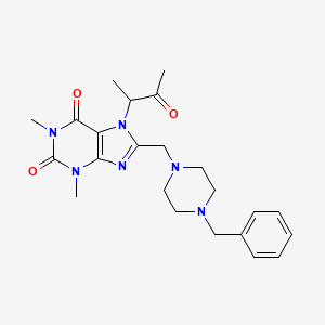 8-[(4-Benzylpiperazin-1-yl)methyl]-1,3-dimethyl-7-(3-oxobutan-2-yl)purine-2,6-dione