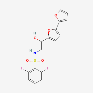 molecular formula C16H13F2NO5S B2943105 N-(2-{[2,2'-bifuran]-5-yl}-2-hydroxyethyl)-2,6-difluorobenzene-1-sulfonamide CAS No. 2319849-01-7
