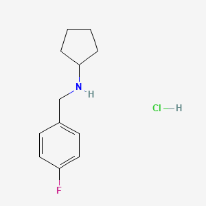 molecular formula C12H17ClFN B2943106 N-[(4-氟苯基)甲基]环戊胺；盐酸盐 CAS No. 2639458-71-0