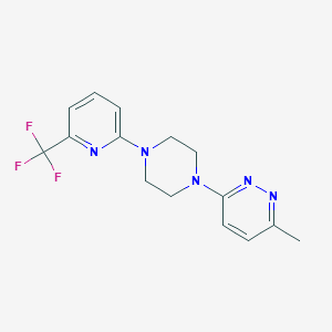 molecular formula C15H16F3N5 B2943111 3-Methyl-6-[4-[6-(trifluoromethyl)pyridin-2-yl]piperazin-1-yl]pyridazine CAS No. 2415569-56-9