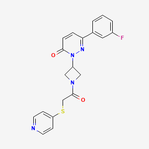 B2943135 6-(3-Fluorophenyl)-2-[1-(2-pyridin-4-ylsulfanylacetyl)azetidin-3-yl]pyridazin-3-one CAS No. 2380189-82-0