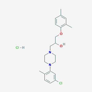molecular formula C22H30Cl2N2O2 B2943152 1-(4-(5-氯-2-甲基苯基)哌嗪-1-基)-3-(2,4-二甲氧基苯氧基)丙烷-2-醇盐酸盐 CAS No. 1215749-49-7