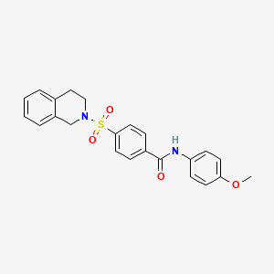 molecular formula C23H22N2O4S B2943159 4-(3,4-dihydro-1H-isoquinolin-2-ylsulfonyl)-N-(4-methoxyphenyl)benzamide CAS No. 391876-73-6