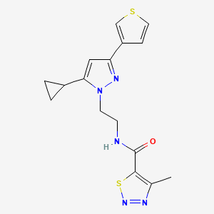 N-(2-(5-cyclopropyl-3-(thiophen-3-yl)-1H-pyrazol-1-yl)ethyl)-4-methyl-1,2,3-thiadiazole-5-carboxamide