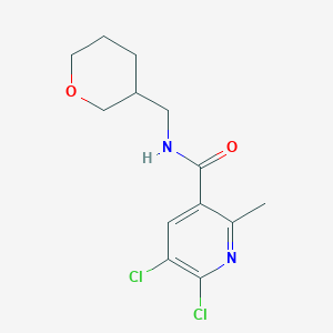 5,6-dichloro-2-methyl-N-[(oxan-3-yl)methyl]pyridine-3-carboxamide
