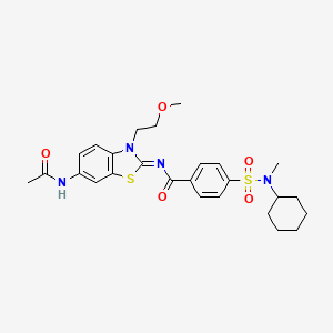 N-[6-acetamido-3-(2-methoxyethyl)-1,3-benzothiazol-2-ylidene]-4-[cyclohexyl(methyl)sulfamoyl]benzamide