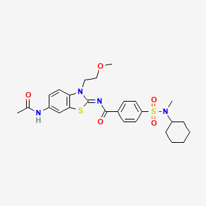 molecular formula C26H32N4O5S2 B2943232 4-[cyclohexyl(methyl)sulfamoyl]-N-[(2Z)-6-acetamido-3-(2-methoxyethyl)-2,3-dihydro-1,3-benzothiazol-2-ylidene]benzamide CAS No. 899217-87-9