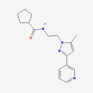 molecular formula C17H22N4O B2943239 N-(2-(5-甲基-3-(吡啶-3-基)-1H-吡唑-1-基)乙基)环戊烷甲酰胺 CAS No. 2034509-85-6