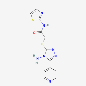 molecular formula C12H11N7OS2 B2943241 2-{[4-amino-5-(pyridin-4-yl)-4H-1,2,4-triazol-3-yl]sulfanyl}-N-(1,3-thiazol-2-yl)acetamide CAS No. 442670-47-5