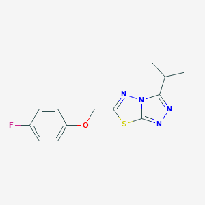 molecular formula C13H13FN4OS B294325 6-[(4-Fluorophenoxy)methyl]-3-isopropyl[1,2,4]triazolo[3,4-b][1,3,4]thiadiazole 