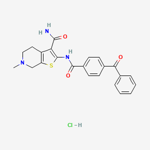 molecular formula C23H22ClN3O3S B2943251 2-(4-Benzoylbenzamido)-6-methyl-4,5,6,7-tetrahydrothieno[2,3-c]pyridine-3-carboxamide hydrochloride CAS No. 1177363-33-5