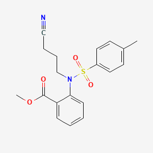 molecular formula C19H20N2O4S B2943259 2-[(3-Cyano-propyl)-(toluene-4-sulfonyl)-amino]-benzoic acid methyl ester CAS No. 105895-93-0