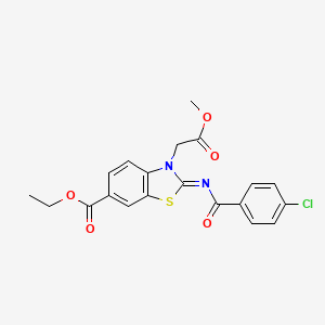 molecular formula C20H17ClN2O5S B2943267 (Z)-ethyl 2-((4-chlorobenzoyl)imino)-3-(2-methoxy-2-oxoethyl)-2,3-dihydrobenzo[d]thiazole-6-carboxylate CAS No. 897617-16-2