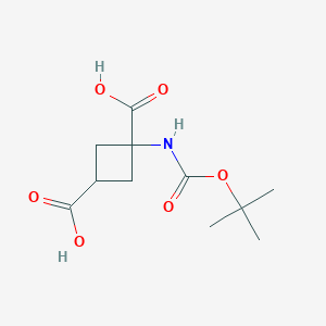 molecular formula C11H17NO6 B2943269 1-{[(Tert-butoxy)carbonyl]amino}cyclobutane-1,3-dicarboxylic acid CAS No. 2241129-80-4