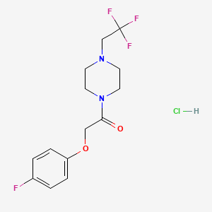 molecular formula C14H17ClF4N2O2 B2943270 2-(4-氟苯氧基)-1-(4-(2,2,2-三氟乙基)哌嗪-1-基)乙酮盐酸盐 CAS No. 2034474-49-0