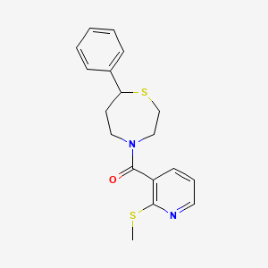 molecular formula C18H20N2OS2 B2943271 (2-(Methylthio)pyridin-3-yl)(7-phenyl-1,4-thiazepan-4-yl)methanone CAS No. 1797562-30-1